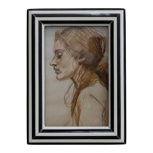 Striped Photo Frame, Black & White
