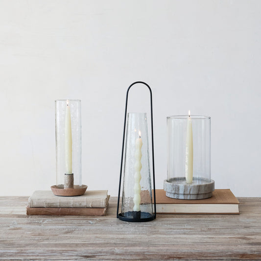 Glass Hurricane w/ Metal Holder