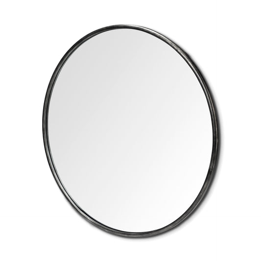 47" Round Mirror, Black