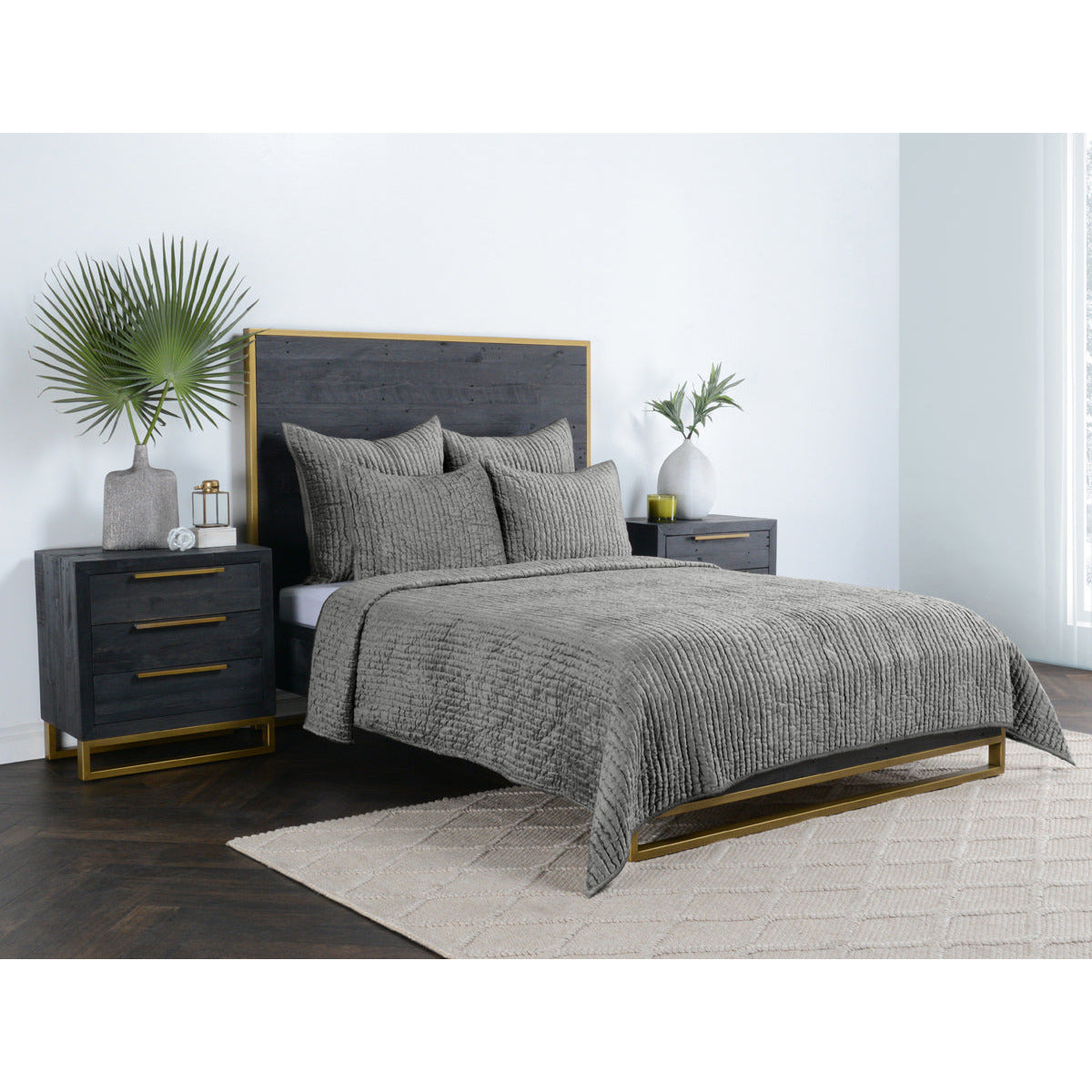 Bari Velvet King Quilt, Sage