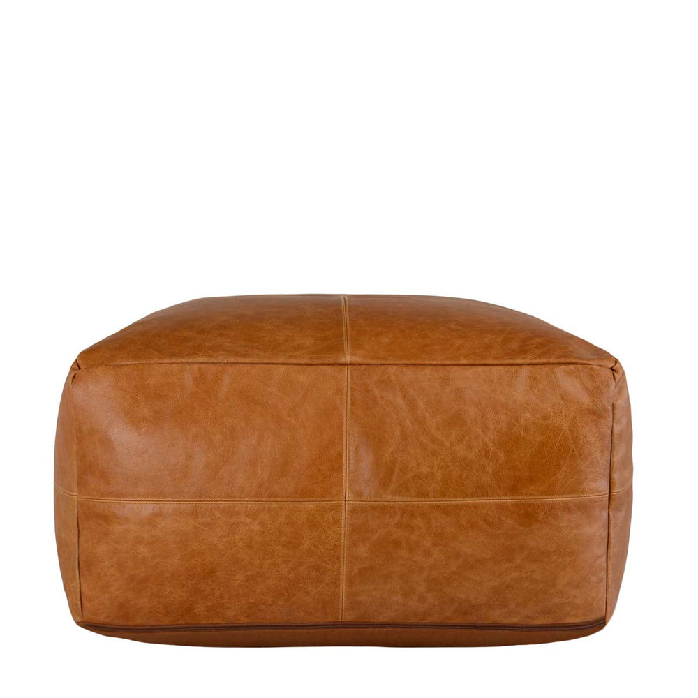 Leather Pouf, Chestnut