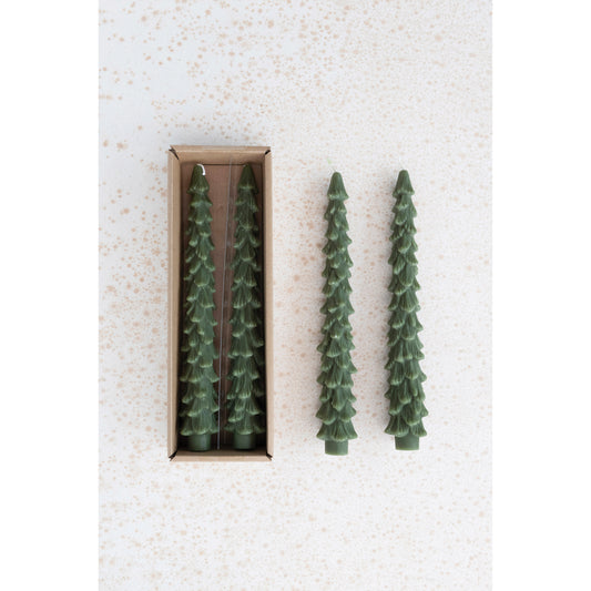 10" Tree Shaped Taper Candles, Evergreen