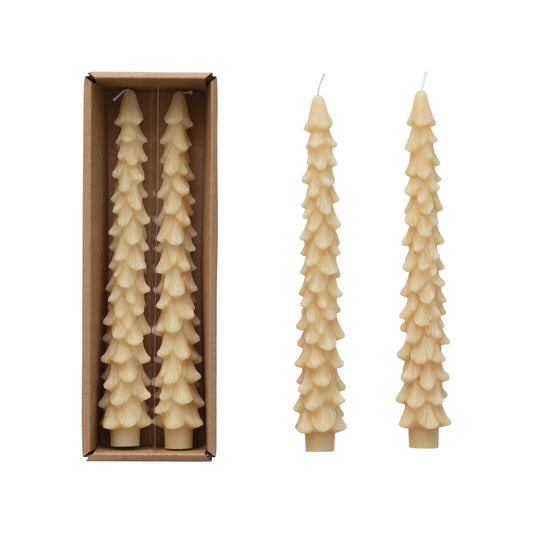 10" Tree Shaped Taper Candles, Eggnog