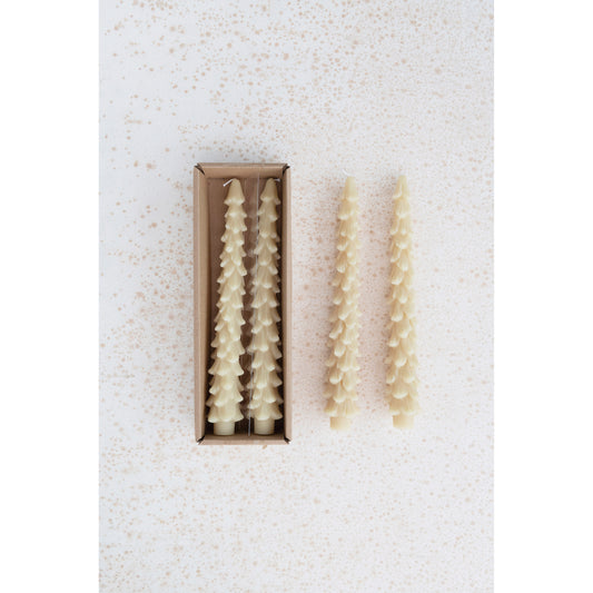 10" Tree Shaped Taper Candles, Eggnog