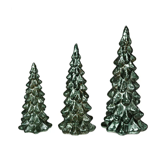 12" Glass LED Tree, Green
