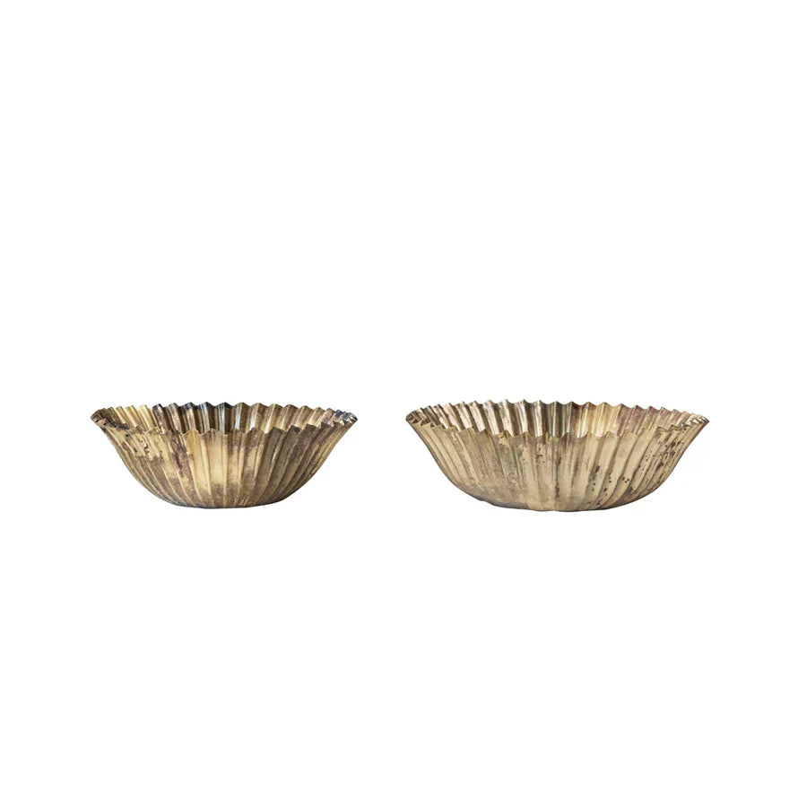 LG Metal Fluted Bowl, Antique Brass