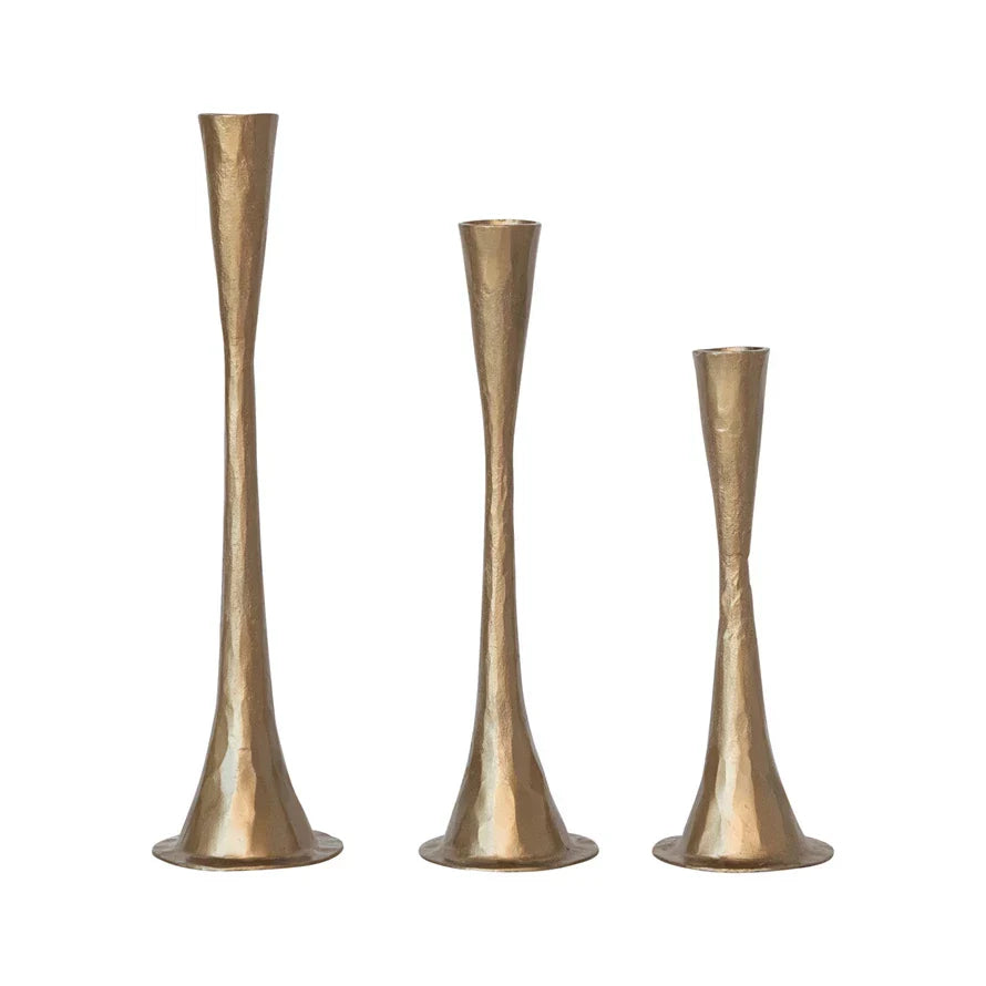 SM Cast Iron Taper Holder, Antique Brass