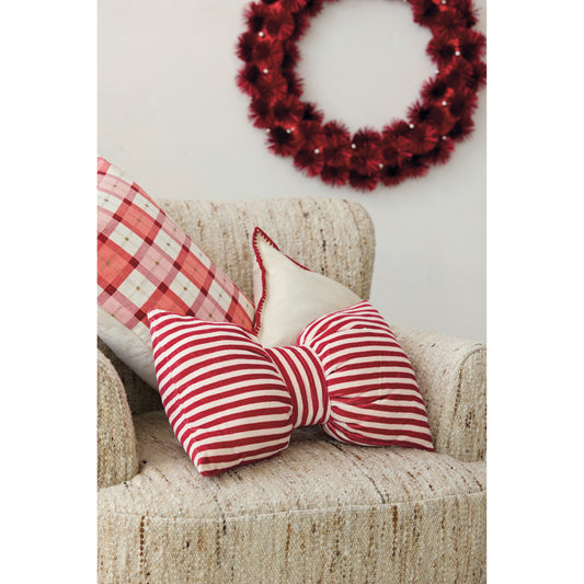 Striped Bow Lumbar Pillow