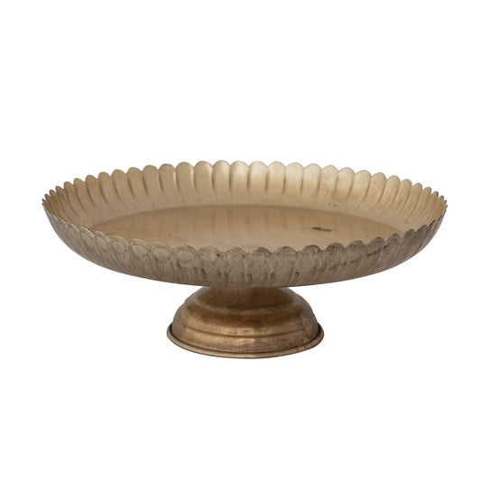 Scalloped Pedestal, Antique Gold