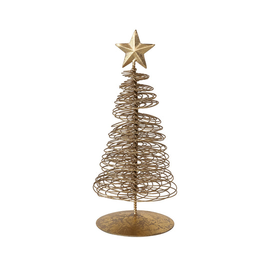 9" Metal Wire Christmas Tree, Gold