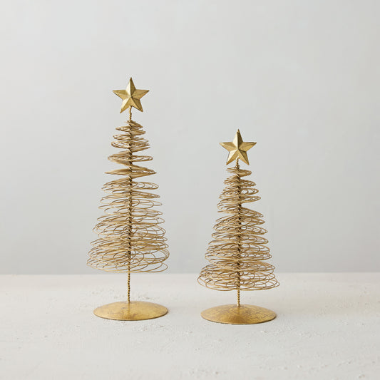 12" Metal Wire Christmas Tree, Gold
