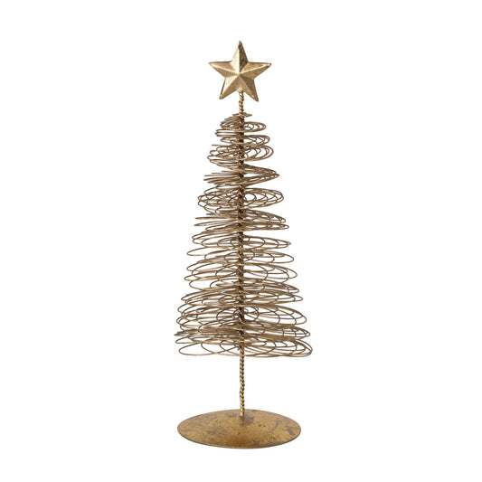12" Metal Wire Christmas Tree, Gold