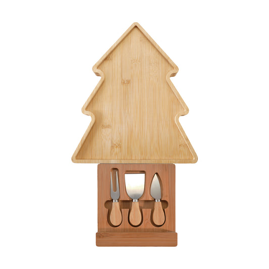 Tree Board with Inset Cheese Knives