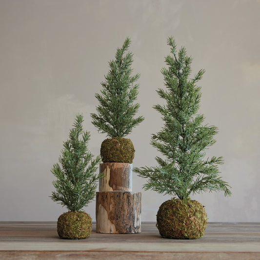 15" Faux Fir Tree with Moss Base
