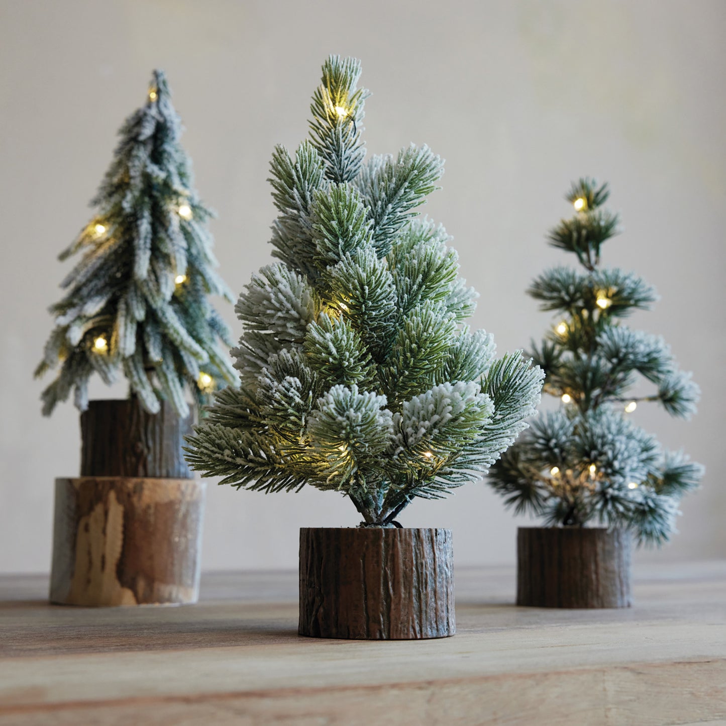 Tree with Wood Base & LED Light