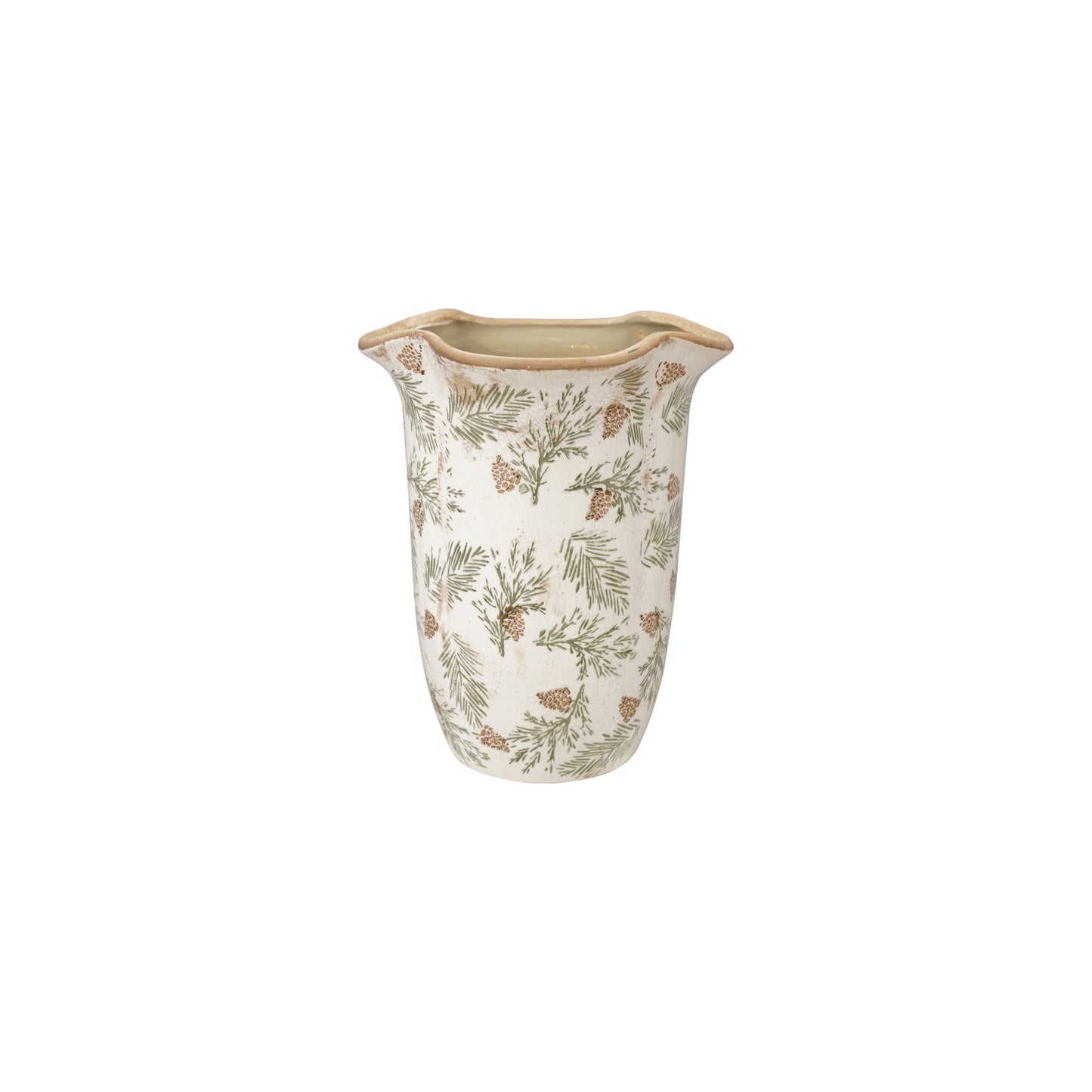 11" Scalloped Stoneware Vase