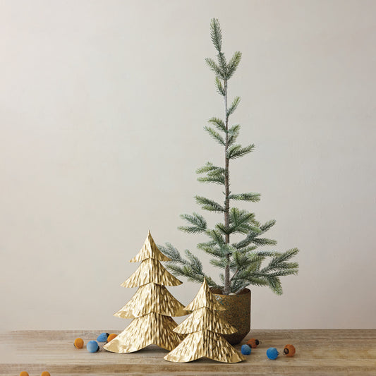 9" Hammered Metal Tree, Gold